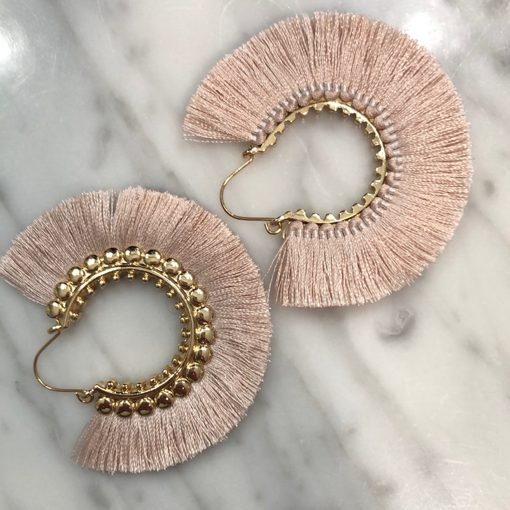 Dottie Couture Pink/Gold Tassel Earrings NEW